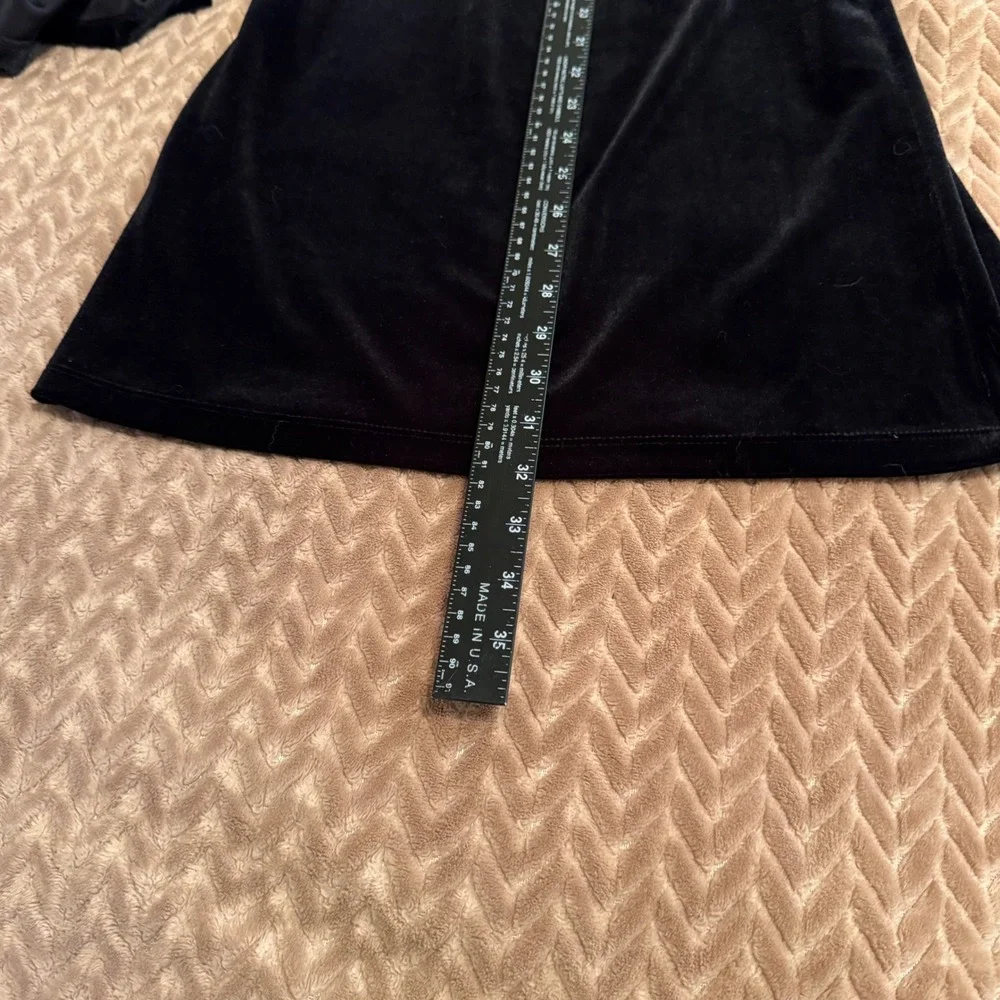 White Stag Black Velvet Wide Leg Pants Womens L 12/14 Pull On Cropped Culottes